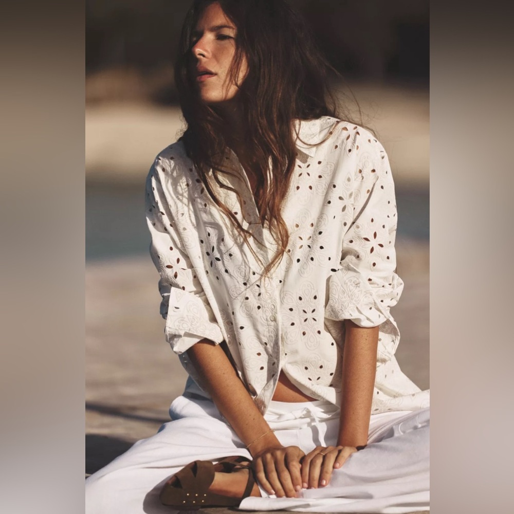 Zara Perforated Cotton Shirt - NWT